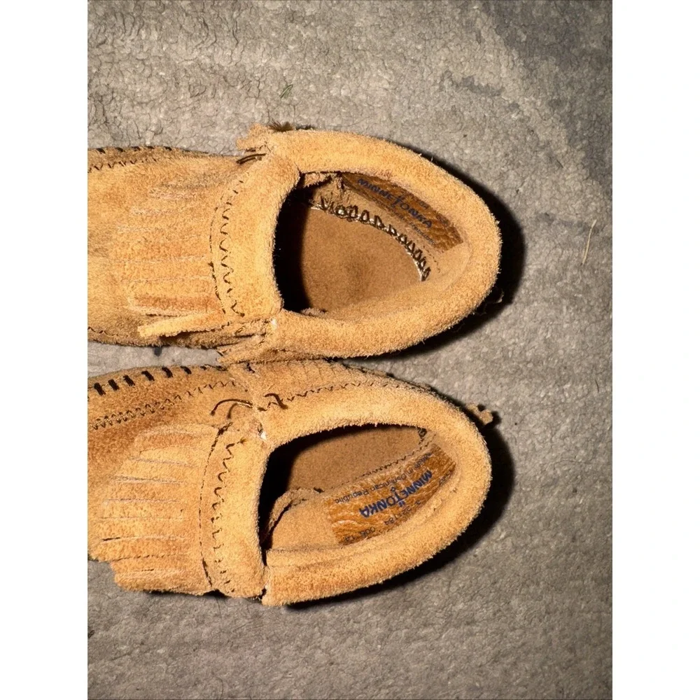 Minnetonka Leather Moccasin Shoes Infant Sz 3 Tan‎ Brown